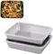 RRMMAN 2 platos cuadrados de acero inoxidable con tapa, bandeja cuadrada de metal grueso para horno, placa de almacenamiento de alimentos para cocina, bandejas de acero inoxidable resistentes, 25 x 20