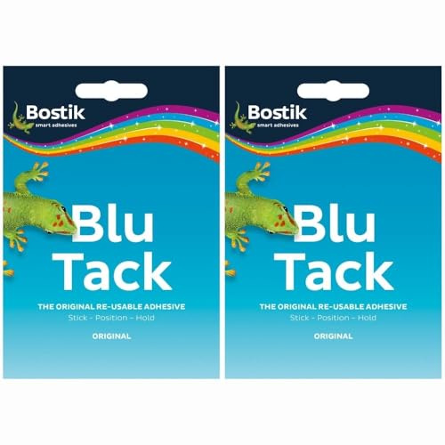 Blu Tac x 2 Multipurpose Reusable Non Toxic Adhesive, Blue Colour Patty, Office Stationery, with Welari Thank You Card | (2pack)