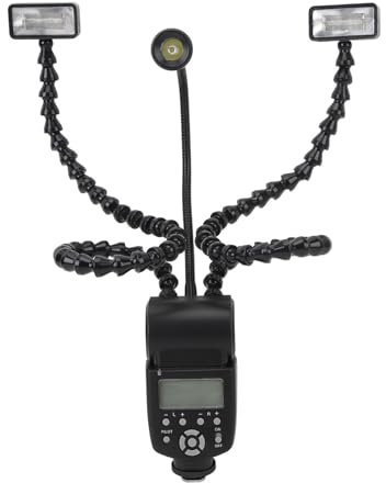K-808 Camera Macro Flash Light Portable Multi Functional Lighting Tool for Photography 3 Head Hot Shoe Mount Macro Flash Camera Macro Flash Light