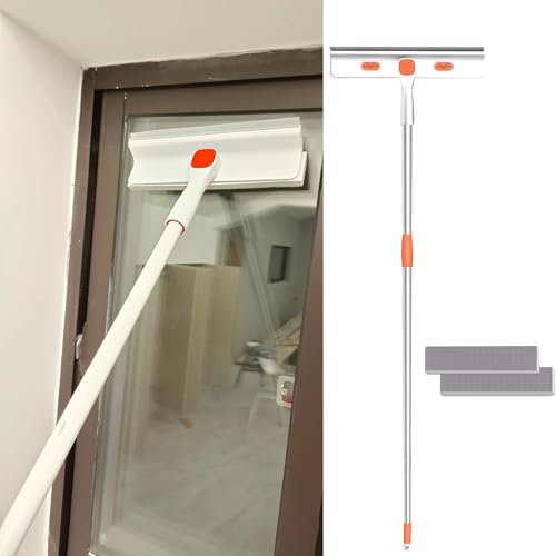 Fenster Putzen Reinigungsstange 2-in-1-Fensterreinigungsset Mit 10-13-Zoll-Rakel, Professionelle Fensterputzstange Für Staubwischen Von Glasböden, Schränken, Glaswaschwerkzeug Für Den Innenbereich(26c