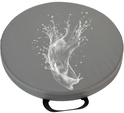 Dazzluxe Flexibles Bodenkissen Für Das Klassenzimmer, wasserdichte Sitzkissen Aus PU-Leder Mit Griff, 2 Zoll Dicke, Runde Stuhlpolster, Bodenkissen Für Die Meditation Im Schulbüro,Grau,40 * 8cm