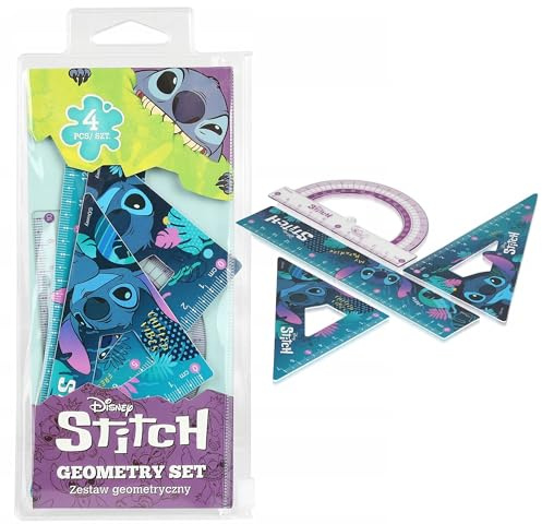 Disney Stitch Set de Fournitures Scolaires, ustensiles géométriques
