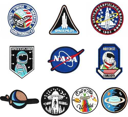 10 Stück NASA Aufnäher,Space Shuttle Mission,Aufbügelflicken Kinder,Stickerei,zum Aufbügeln oder Aufnähen,NASA Patches, gestickte Aufnäher,für Kleidung, Hosen, Rucksäcke, Hüte, Jeans, DIY-Zubehör