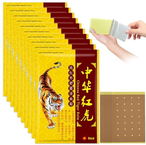 SGZIOO 80 Stück Tiger Schmerzlinderung Patch, Wärmepflaster Rücken für Rücken, Nacken und Schulter, Pain Relief Patch, Schnelle und Lang Anhaltende Schmerzlinderung für Muskeln und Gelenke