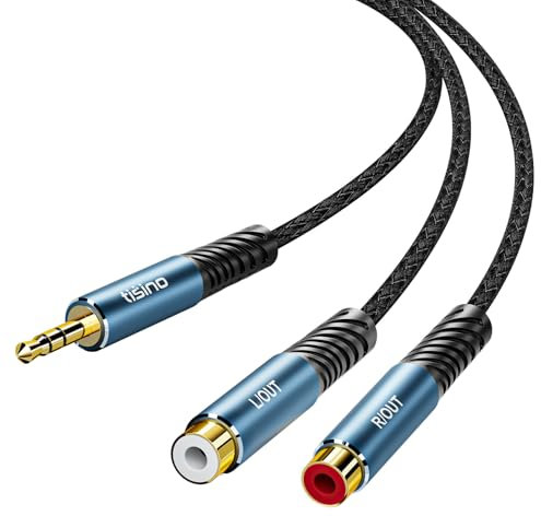 Tisino 3.5 mm TRS to Phono Dual RCA Female Audio Cable(1.5m), Headphone Jack to RCA Stereo Audio Adapter Cable Hi-Fi Sound Auxiliary Y Splitter for MP3/Tablet/Speaker/Amplifier