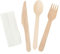 Kit de 4 Pièces - Couverts en Bois : Couteau, Fourchette, Grande Cuillère, Serviette - Lot de 500