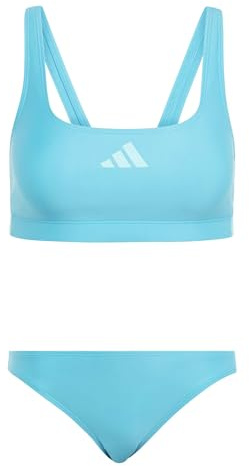 adidas Women's 3 Stripes V-Back Bikini, Lucid Cyan/Flash Aqua, 34