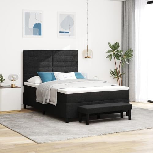 vidaXL Boxspringbett mit Matratze & Bank Schwarz 140X200 cm Stoff - Stylisches Design, Bequeme Unterstützung, Einfach Zusammenbauen, Ideal für Schlafzimmermöbel.