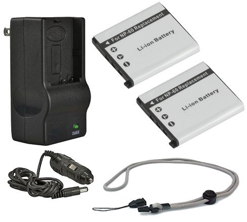 High Capacity Batteries (2 Units) + AC/DC Travel Charger Compatible with Leica D-LUX 6 + Krusell Multidapt Neck Strap (Black Finish)