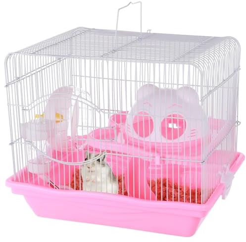 Tragbarer Hamsterkäfig mit Katzenkabine, Laufrad, Wasserflasche und leicht zu reinigenden Funktionen