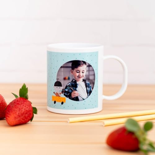 Wanapix | Mug Incassable en Plastique | Tasse Personnalisée avec Nom | Rentrée des classes/Jardin d'enfants/Crèche| Sans BPA | Tasse pour enfants | 325ml | 100% Personnalisé