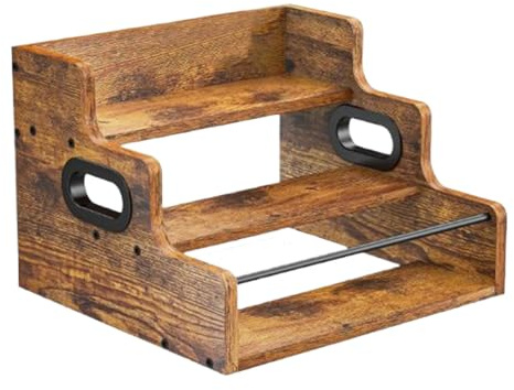 Flaschenhalter aus Holz – Weinregal Vintage, Verkaufsständer für Theke | Rustikales mit 3 Etagen für Wein und Spirituosen, Organizer für Küche Wohnzimmer Wohnung Bar