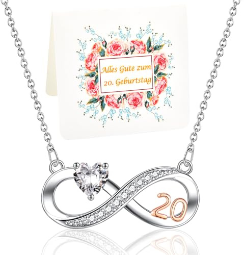 USEEDOVIA 20/30/40/50/60/70/80 Geburtstag Geschenke Frauen Geburtstagsgeschenk Kette Unendlichkeitszeichen Herz Zirkonia Rose Vergoldet Infinity Halskette Schmuck