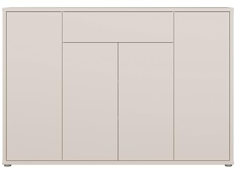 Forte Alice Springs Schuhschrank 140 150, moderner Schuhschrank mit viel Stauraum, 4-türig, 1 Schublade, Holzwerkstoff, Kaschmir Beige, 143,9 cm breit x 99,1 cm hoch x 34,9 cm tief