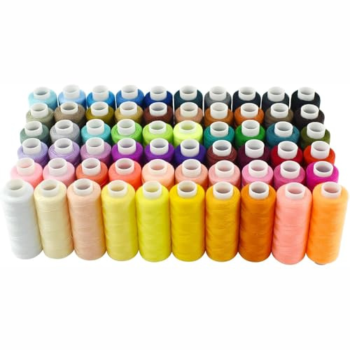 Set di fili multiuso, 60 colori, assortimento di bobine di filo da cucito, in poliestere, 227 m, per lavori manuali e a macchina