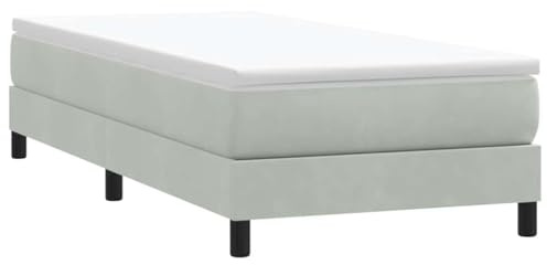 GeenYuu Boxspringbett Rahmen Hellgrau 100x210 cm, Samtstoff Polsterbett, Schlafzimmermöbel, Stabiler Lattenrost, langlebige Beine, für erholsamen Schlaf