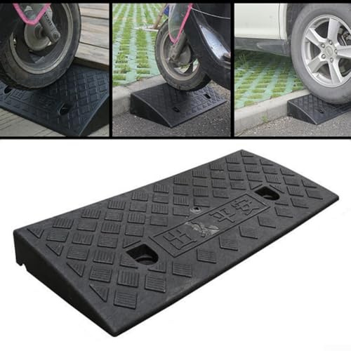 Plastic Kerb Ramp, 500x220x50mm Non-Slip Threshold Ramp for Cars, Bicycles, Wheelchairs and Scooters, 30mm Height for Uphill for access, Heavy Duty Rubber and Plastic Construction,Black