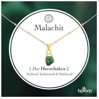 Bixorp Chakra-Halskette aus rohen Edelsteinen mit 18 Karat Goldplattierung - Edelstahl - 36cm + 8cm verstellbar