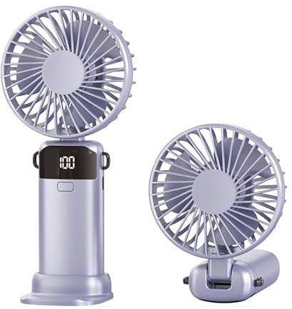 Handheld Fan, Portable Mini 3-in-1 Personal Neck/Desk/Hand Fan, USB-C Rechargeable with 5 Speeds Up to 10H, LED Display, Foldable Desktop Fans for Travel, Commuting, Office, Indoor, Outdoor