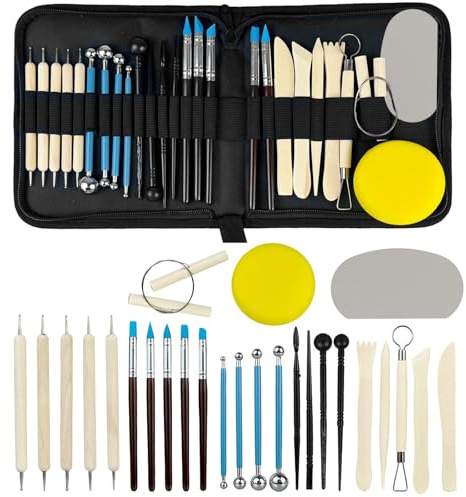 ZBXSNK Polymer Clay Tools, 27Pcs Clay Sculpting Tools Kit, Pottery Tools for DIY Modelling Sculpture Carving, Air Dry Clay Tools with Carrying Case for Beginners & Artists