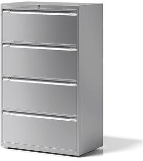 BISLEY Hängeregistraturschrank Essentials, 4 Hängeregistratur H 304 mm, Metall, 355 Silber, 47 x 80 x 130 cm