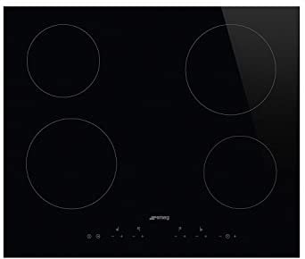 Smeg SE364TD - Piano cottura in ceramica con piano cottura integrato, colore: Nero, 14,8 cm, 14,8 cm