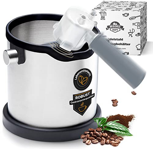 HOME DEPT Abklopfbehälter für Siebträger, Espresso Abschlagbehälter für Siebträger Maschinen, Espresso Knock Box aus Edelstahl, Barista Zubehör