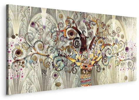murando - Tableau décoratif vintage 140x70 cm - Impression sur toile colorée - Décoration murale - Abstraction artistique arbres gustav klimt coloré plantes modernes l-A-0033-b-a
