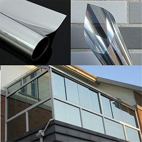 StickersLab - PELLICOLA EFFETTO SPECCHIATO PER FINESTRE E VETRATE COLORE ARGENTO (152cm x 100cm)