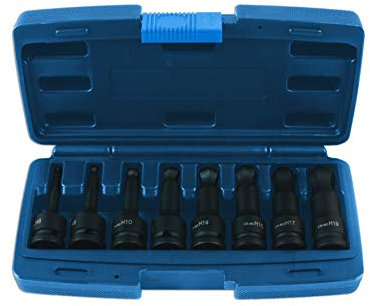 Laser 7672 Ball End Impact Hex Socket Bit Set 1/2D 8pc
