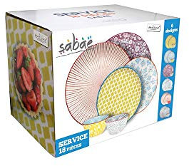 Ard'time - Service d'assiettes et bols 18 pièces SABAE en céramique Ard'time