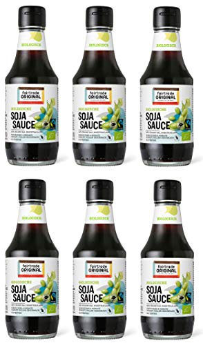 fairtrade ORIGINAL 6 x 200 ml Bio Soja Soße | Sojasauce | Glutenfreie Soyasoße | 4 Monate gereift | ohne Geschmacksverstärker | Fair Trade Soja Sauce für asiatisch Kochen oder Sushi (6 Flaschen