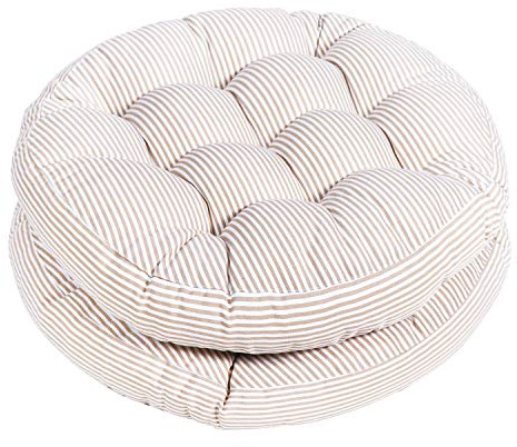 Tiita Striped Seat Cushion 2 Pack Beige Round Floor Pillows 22x22 Chair Pad Cushions for Indoor/Outdoor Hanging Swing Chair Window Pads, Beige