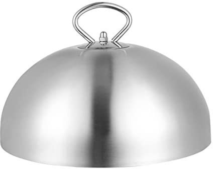 HEMOTON Burger Dome - Tapa de cocina de acero inoxidable para derretir queso en hamburguesas, pizza, campana con asa, tapa para cocinar al vapor, para hamburguesas de filete y queso (28 cm)