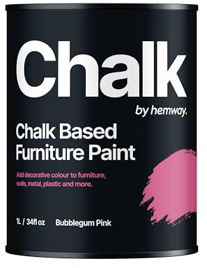 Hemway - Chalk Based Furniture Paint - Bubblegum Pink 1 L | Chalky Matt Shabby Chic Finish for Interior & Exterior Home Decor | Quick Dry & All-in-one