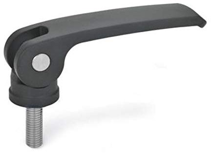 Exzenterspanner, Auflagescheibe starr, schwarz, Hebel 63mm, M6 Schraube, 16mm