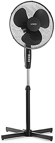 Lewis's 16 Inch Oscillating Pedestal Fan - Air Cooling Electric Fan - Extendable, Adjustable Stand (Black)