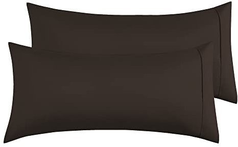 Kissenbezug 50x100 cm 2er Set - Kopfkissenbezug Mikrofaser Premium Superweicher - Kissenhülle 50x100 cm - Dunkelbraun