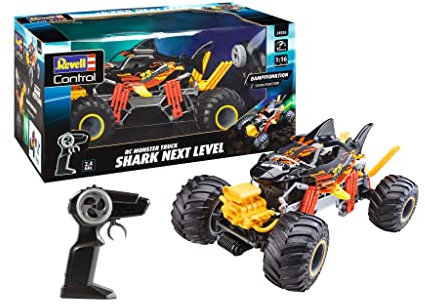 Revell Control Shark Next Level I Mit Hai-Design, Dampfeffekten und LED-Beleuchtung I Li-Ion Akku und USB-Ladegerät enthalten I 2,4 GHz-Fernsteuerung I Bis zu 15 km/h schnell I Ab 8 Jahren