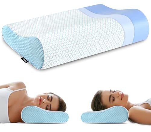 Memory Foam Pillows , Neck Pillow Queen Size Bed for Sleeping , Ergonomic Cervical Support Side Back Stomach Sleeper , Orthopedic Contour and Shoulder Pain