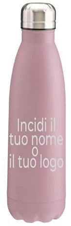 Brandprint Borraccia Termica da 500ml in Acciaio Inox, con Tappo di Sicurezza. Personalizzabile tramite incisione laser con: Nome, Immagine, Frase. Idea Regalo. Colore: (Rosa).