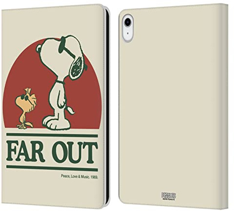 Head Case Designs Offizielle Peanuts Snoopy Woodstock Far Out Woodstock 50th Leder-Wallet-Hülle Kompatibel mit Apple iPad 10.9 2022/2025