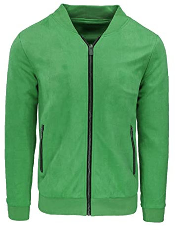 Evoga Giacca Giubbotto Uomo Scamosciato Slim Fit Giubbino Bomber chiodo (IT, Testo, XXL, Regular, Regular, Verde Mod. College)