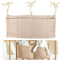 Baby Crib Cabin Bedside, Crib Storage Pocket, Hanging Storage Bag, 100% Cotton, 2 Pockets Bedside Hanging, Diaper Nursery Organizer for Clothing Diapers Drool Bibs Molar Toys (Khaki)