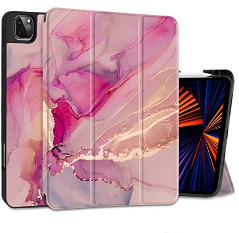 MEEgoodo iPad Pro 11 Case, Tablet Cover for iPad Pro 4th/3rd/2nd/1st Gen, Gold Splashes Marble