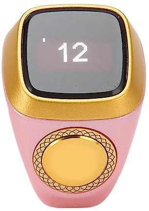 Smart Counter Ring, 0,49 Zoll LCD Digitalbildschirm, Intelligenter Zählfingerring, Tragbare Vibrationserinnerung mit CNC Taste, Unterstützt App mit Bluetooth 5.1 (Rosa)
