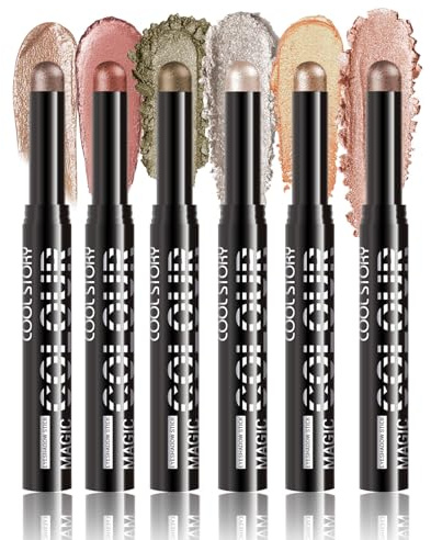 6PCS Eyeshadow Stick Set, Waterproof Long Lasting Eyeshadow Stick Sets Create Glitter Eye Makeup (# SetB)