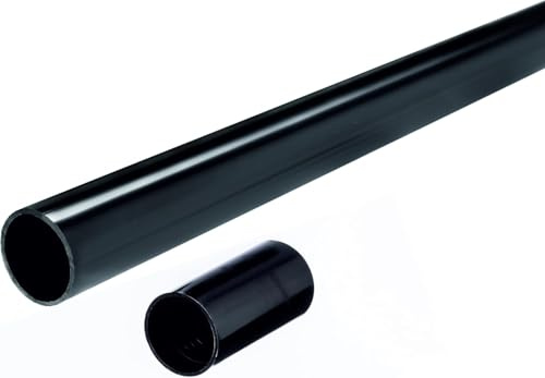ELEKTROPLAST PVC Installationsrohr M22 15m Schwarz, Aufputz, UV Beständig | 15 x 1m Kabelrohr Starr mit 14x Muffen, Aufputzinstallation, Härtedruck 320N, Schwer Entflammbar B-s2,d0