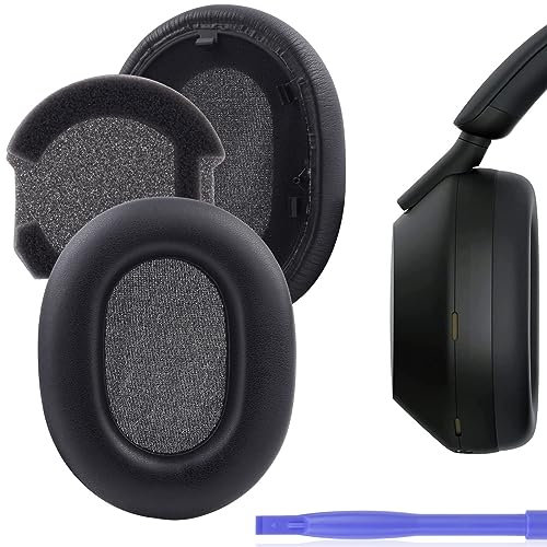 Saipomor Sony WH-1000XM5 Replacement Earpads - Black Protein Leather & Memory Foam Ear Covers - Noise Isolation - Compatible with Sony WH-1000XM5 Wireless Noise Canceling Over-Ear Headphones