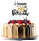 JEKUGOT 80th Birthday Cake Toppers, Black and Gold Glitter Cake Decorations, Happy 80th Birthday Cake Toppers for Men and women Themed Party (1pcs)